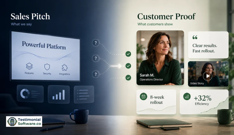 sales pitch vs customer testimonials